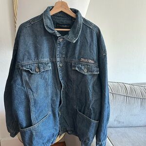 Vintage PELLE PELLE Marc Buchanan Mens XXL Blue Denim Trucker Grunge Jacket Y2K